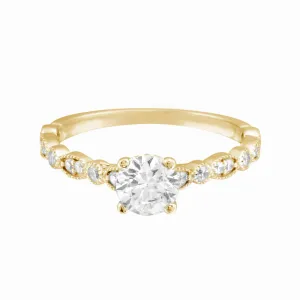 Round Solitaire Diamond with Marquise Band Engagement Ring