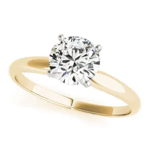 Round Solitaire Natural Diamond Engagement Ring 4 Prongs Classy