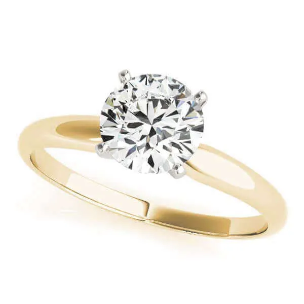 Round Solitaire Natural Diamond Engagement Ring 4 Prongs Classy