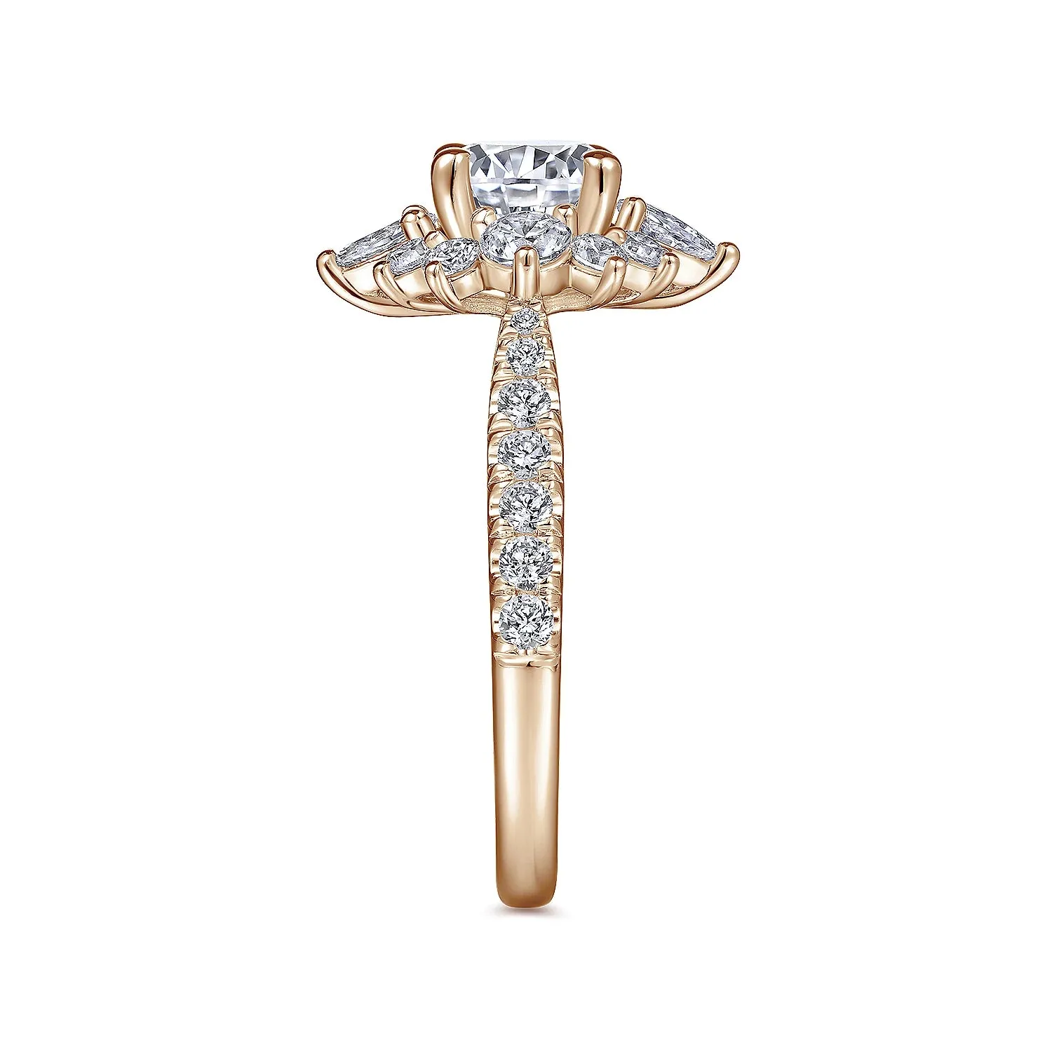 Round Unique Halo Diamond Engagement Ring Mounting