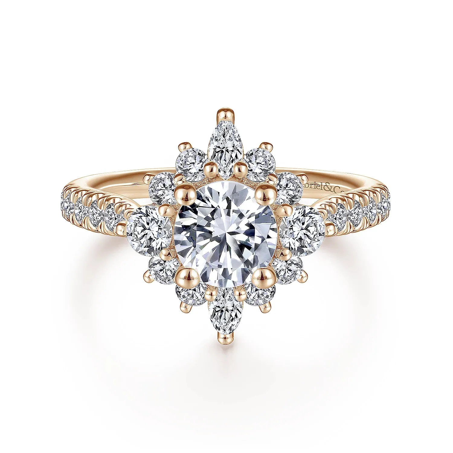 Round Unique Halo Diamond Engagement Ring Mounting