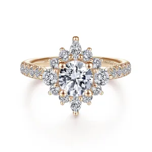 Round Unique Halo Diamond Engagement Ring Mounting