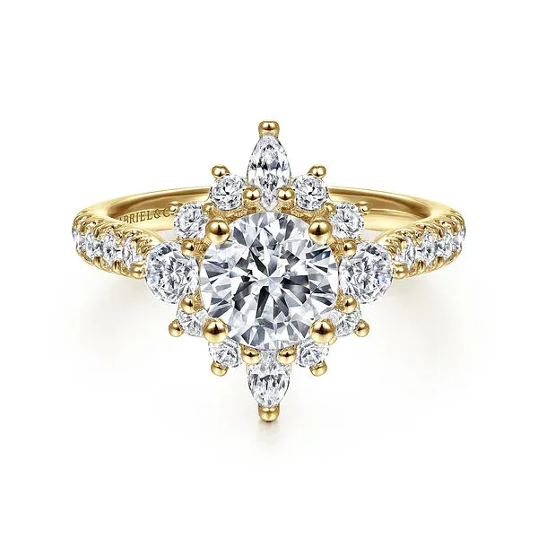 Round Unique Halo Diamond Engagement Ring Mounting