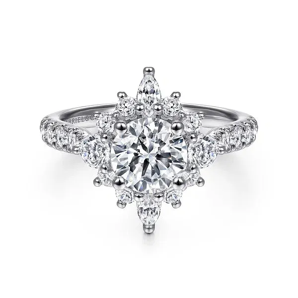 Round Unique Halo Diamond Engagement Ring Mounting