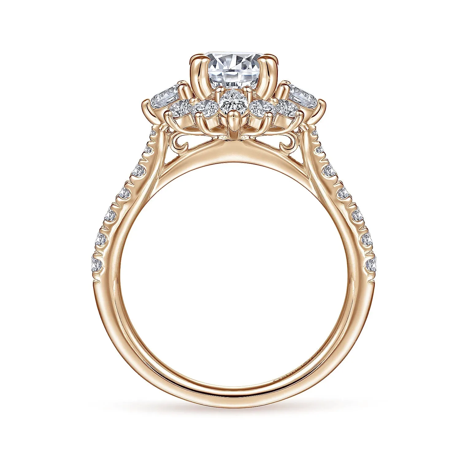 Round Unique Halo Diamond Engagement Ring Mounting
