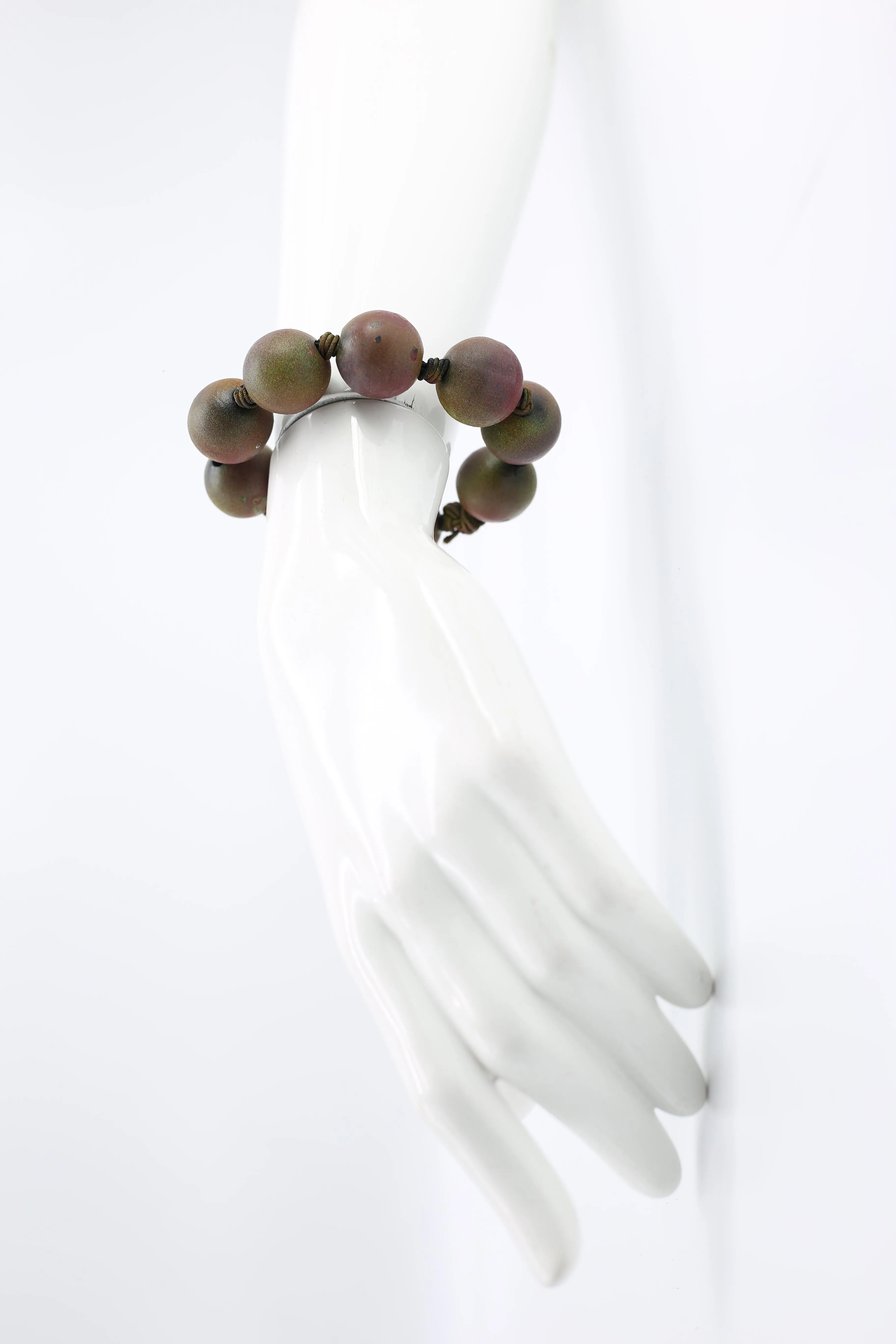 Round Wooden Beads Bracelets - Hand gilded/Hand painted