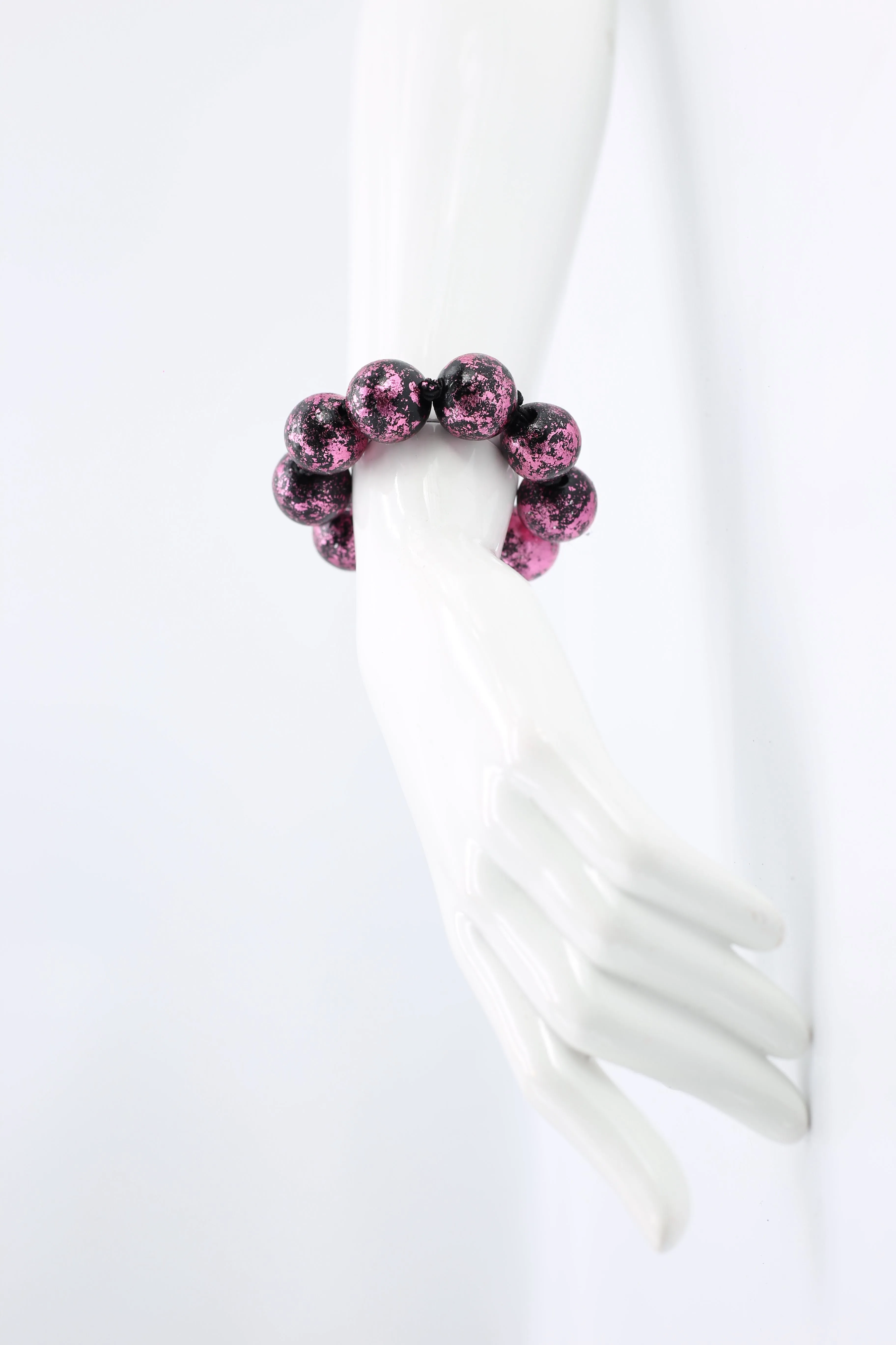 Round Wooden Beads Bracelets - Hand gilded/Hand painted