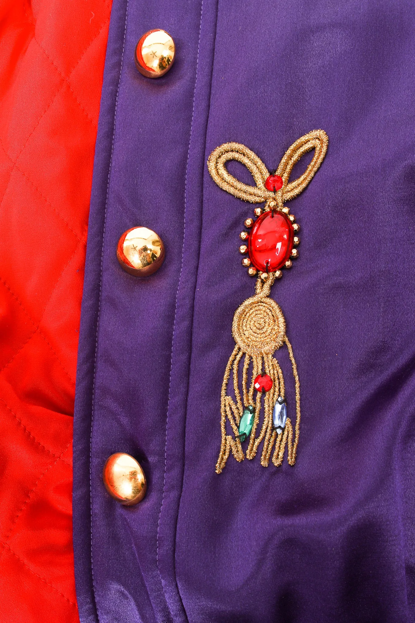Satin Jeweled Brooch Bomber
