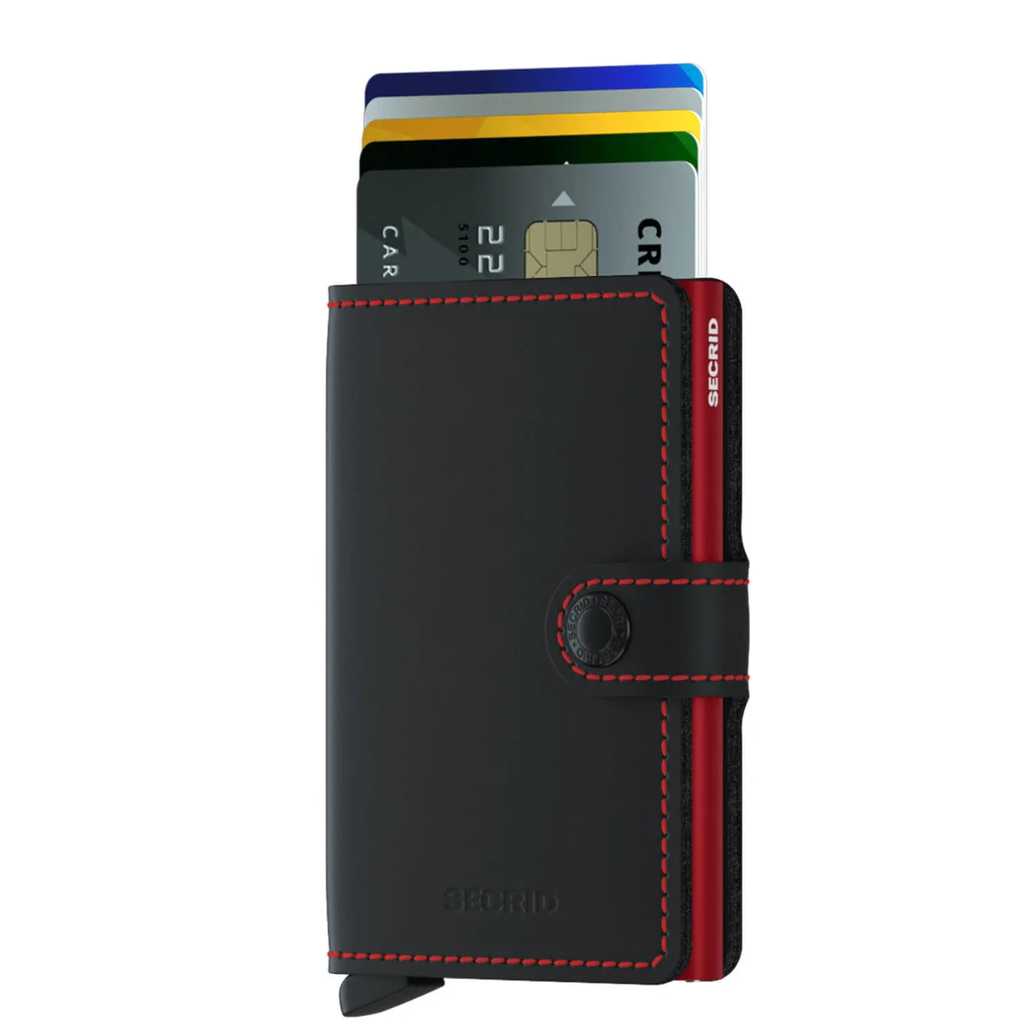 Secrid Miniwallet - Matte Black w/Red Stitch