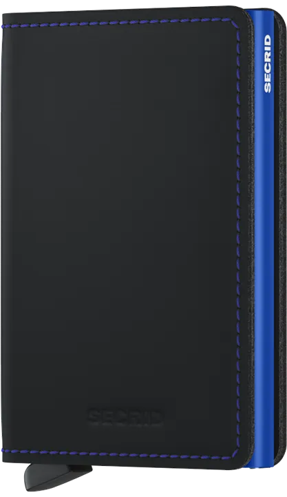 Secrid Slimwallet Matte - Black w/Blue Stitch