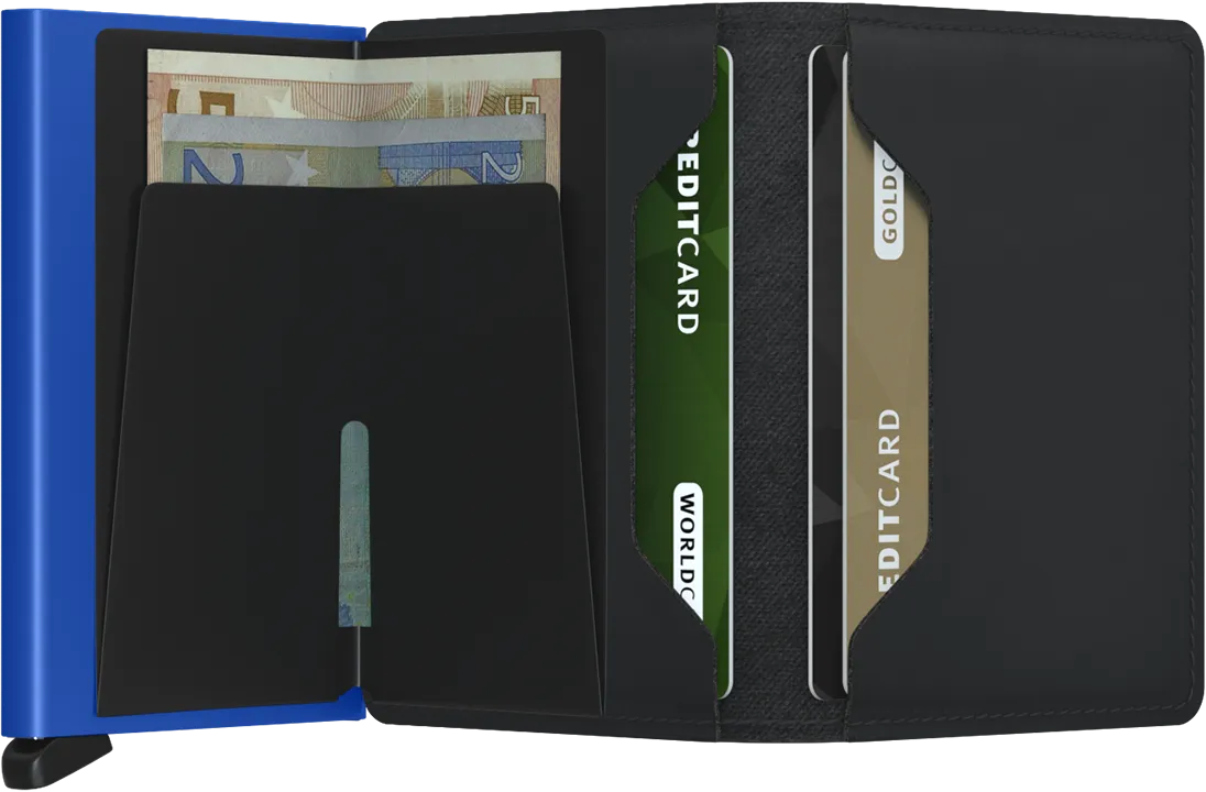 Secrid Slimwallet Matte - Black w/Blue Stitch