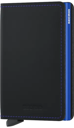 Secrid Slimwallet Matte - Black w/Blue Stitch