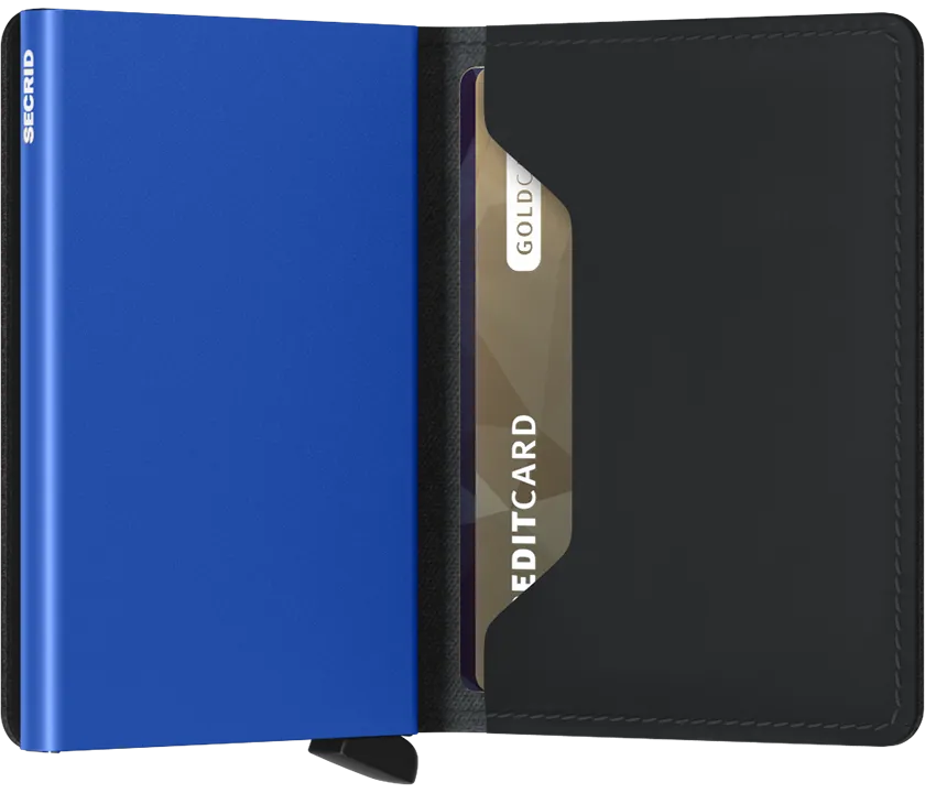 Secrid Slimwallet Matte - Black w/Blue Stitch