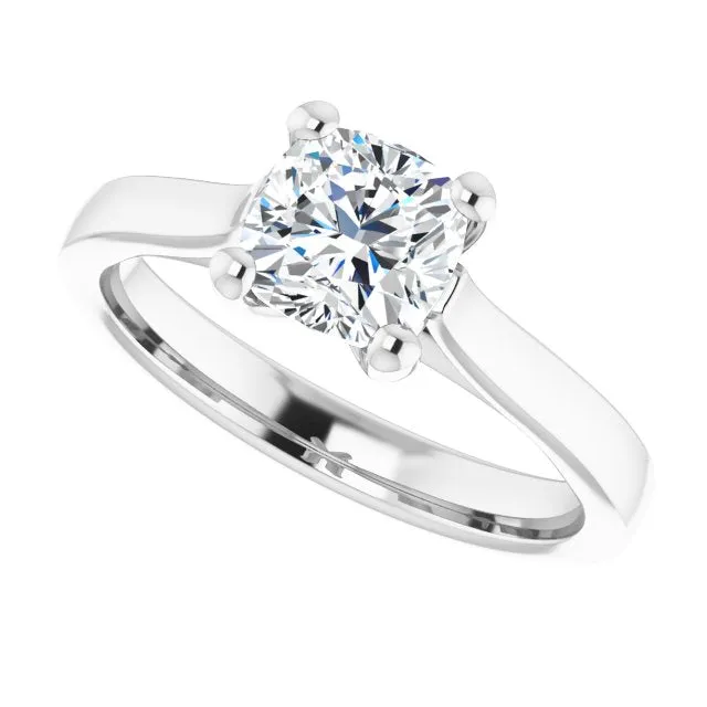 Serenity Cushion Diamond Solitaire Engagement Ring