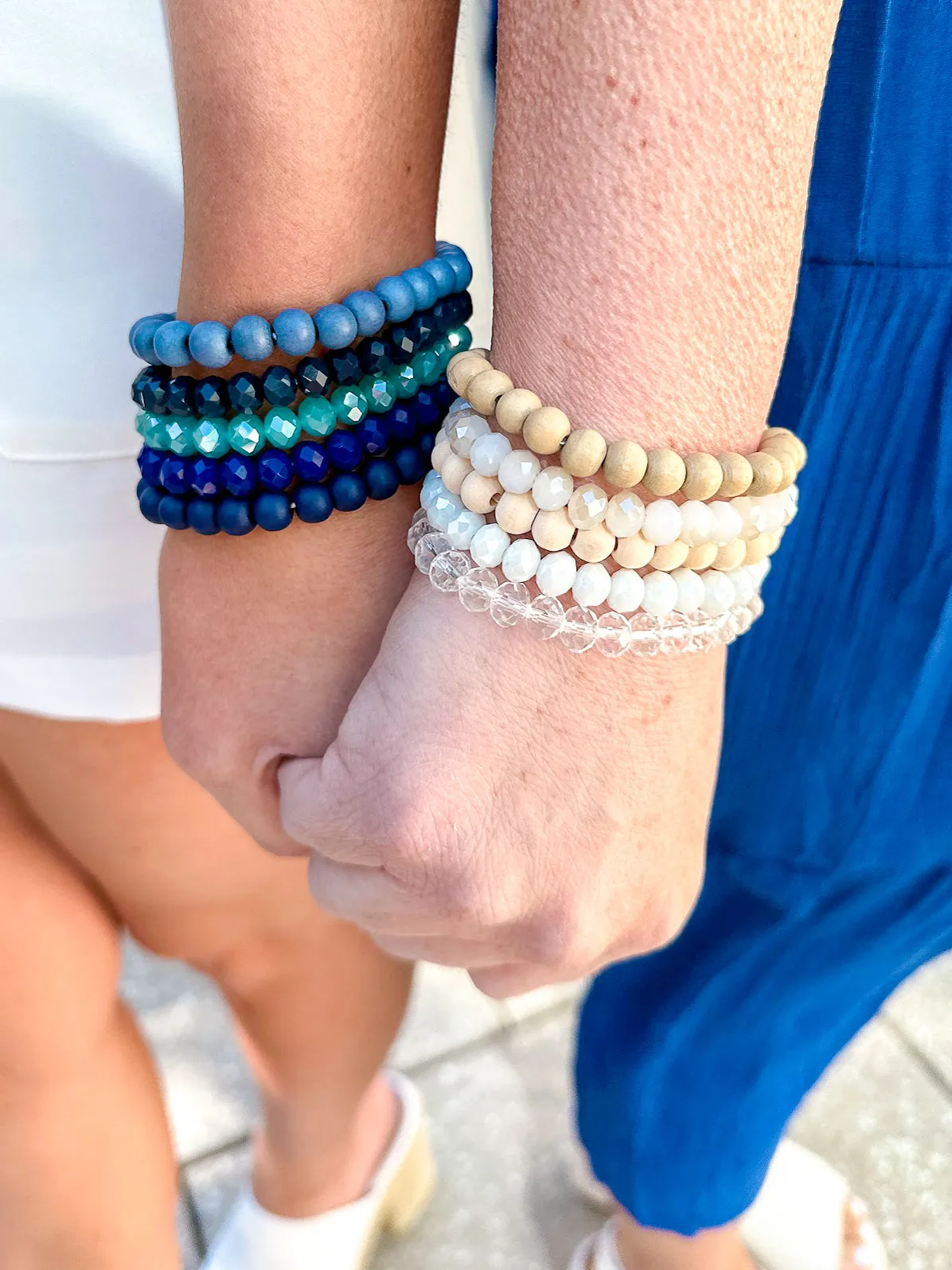 Set of 5 Beaded & Wooden Stretch Bracelets