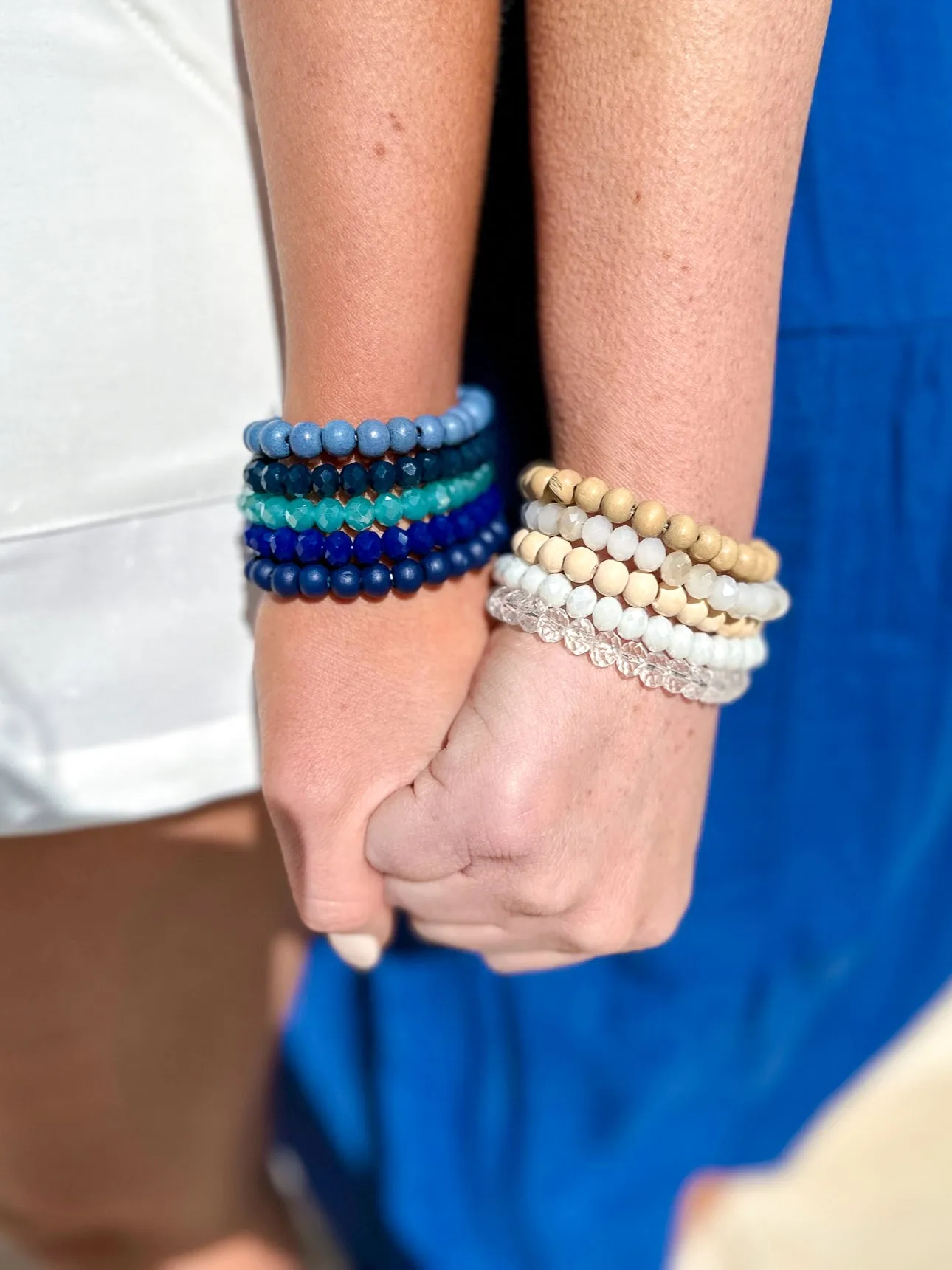 Set of 5 Beaded & Wooden Stretch Bracelets