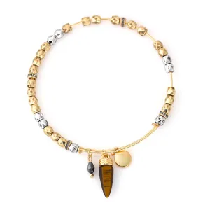 SILVER AND GOLD TIGER'S EYE CHARMS BRACELETS #HNB88285