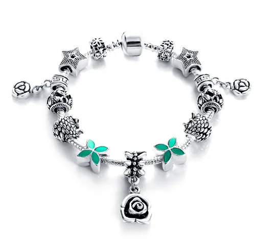 Silver Antique Charm Beads Bracelets
