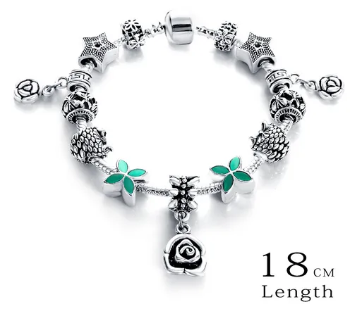 Silver Antique Charm Beads Bracelets