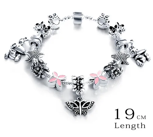 Silver Antique Charm Beads Bracelets