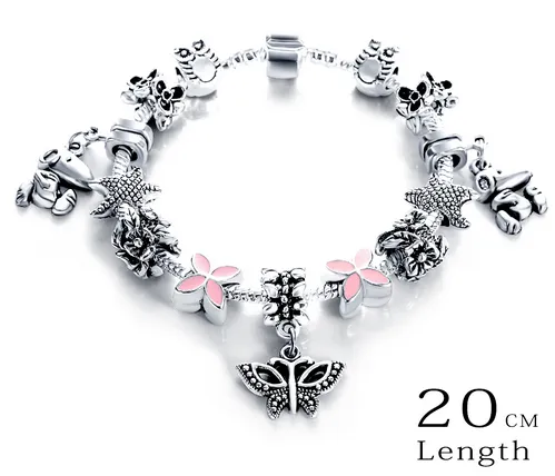 Silver Antique Charm Beads Bracelets