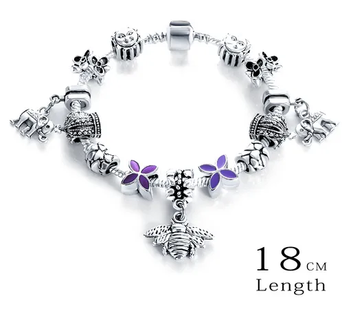 Silver Antique Charm Beads Bracelets