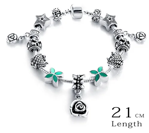 Silver Antique Charm Beads Bracelets