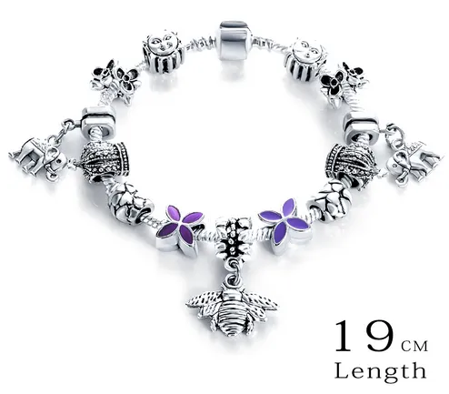 Silver Antique Charm Beads Bracelets
