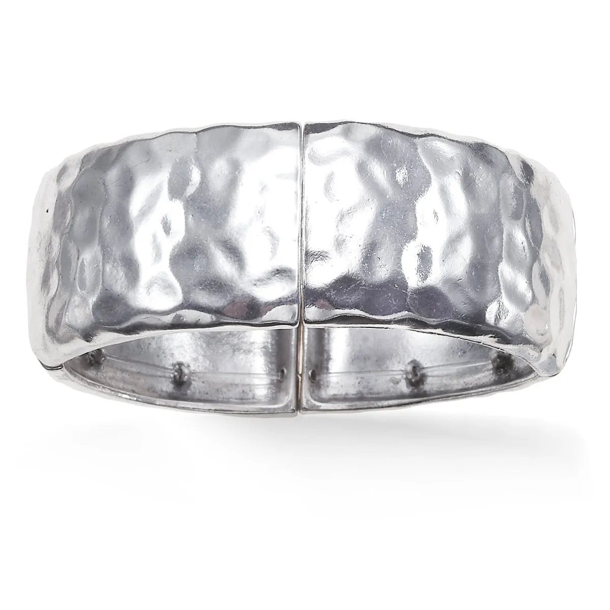 SILVER HAMMERED STRETCH  BRACELETS #295SV2101 (7F5)