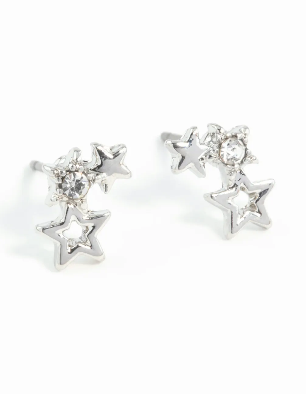 Silver Mini Star Cluster Stud Earrings