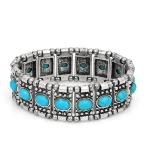 SILVER TURQUOISE STRETCH  BRACELET #HNB88982SLOXTQ (GE12/AB13)