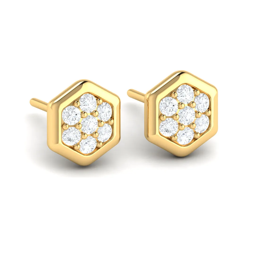 Sincerely, Springer's by Vlora 14k Yellow Gold Diamond Cluster Honeycomb Stud Earrings