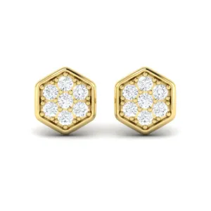 Sincerely, Springer's by Vlora 14k Yellow Gold Diamond Cluster Honeycomb Stud Earrings