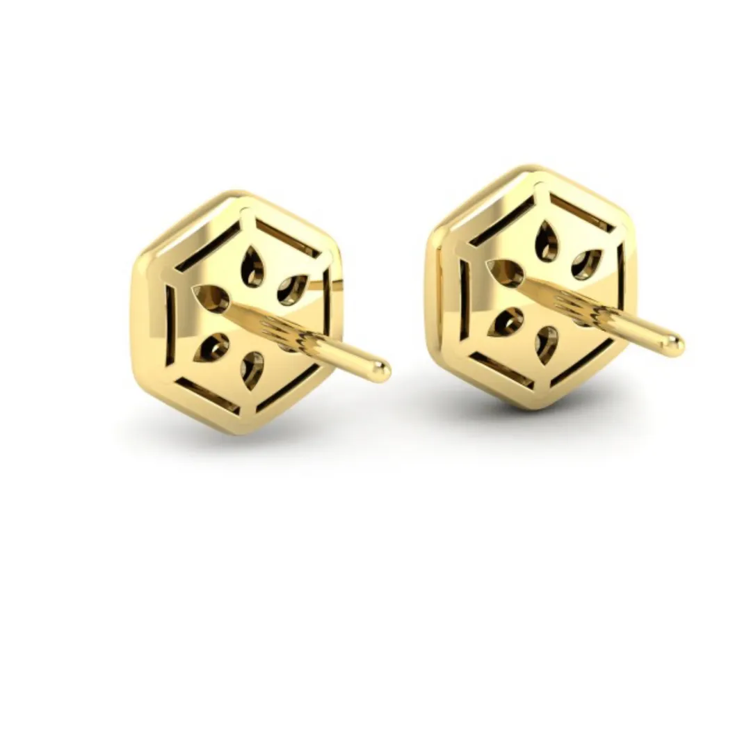 Sincerely, Springer's by Vlora 14k Yellow Gold Diamond Cluster Honeycomb Stud Earrings