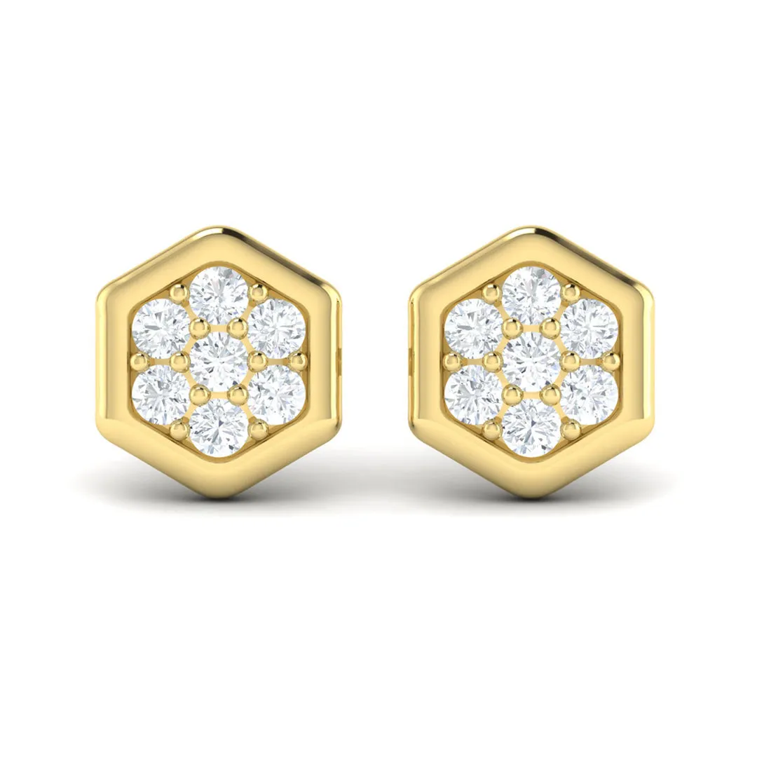 Sincerely, Springer's by Vlora 14k Yellow Gold Diamond Cluster Honeycomb Stud Earrings