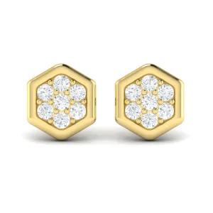 Sincerely, Springer's by Vlora 14k Yellow Gold Diamond Cluster Honeycomb Stud Earrings