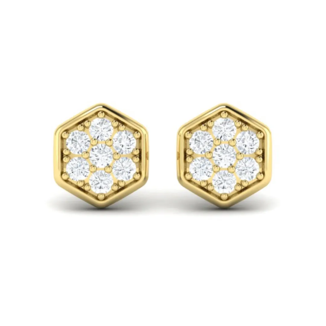 Sincerely, Springer's by Vlora 14k Yellow Gold Diamond Cluster Honeycomb Stud Earrings