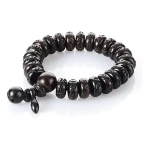 Six Word Mantra Wooden Fish Beads Bracelet