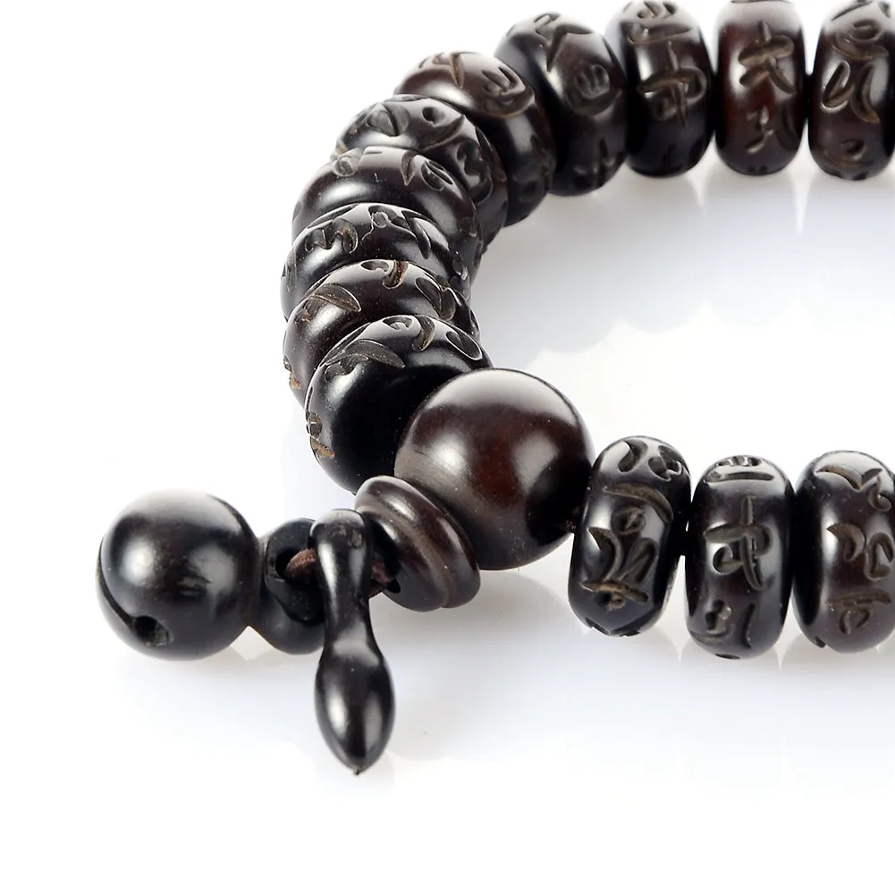 Six Word Mantra Wooden Fish Beads Bracelet
