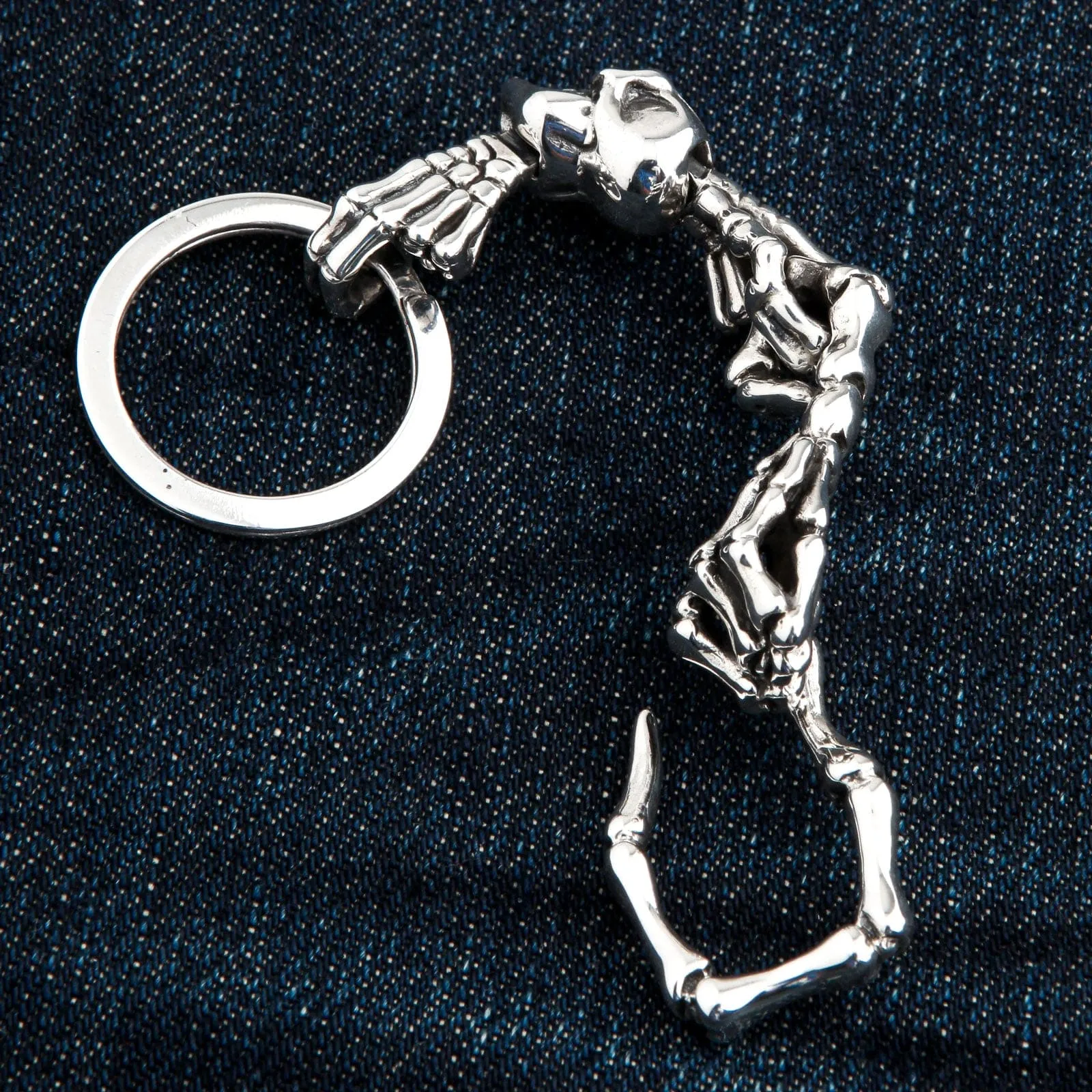 Skeleton Red Eye Skull Sterling Silver Keychain