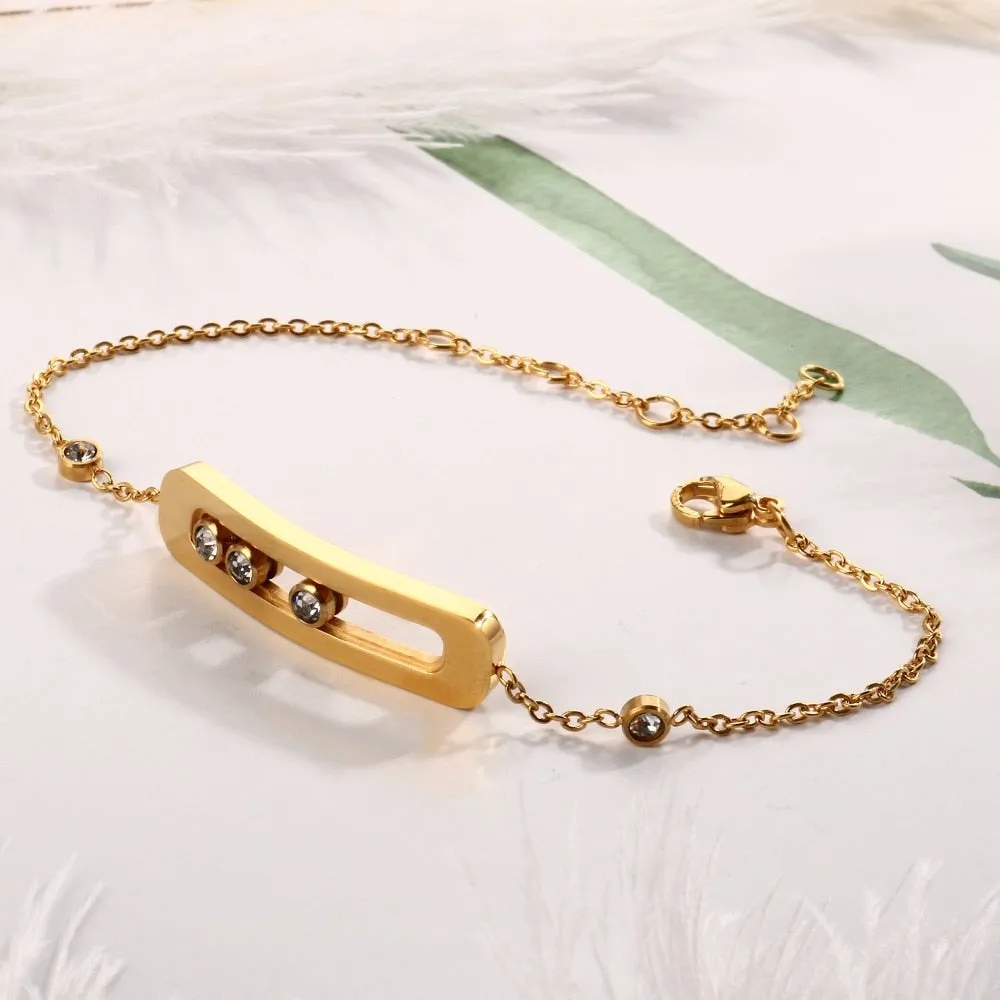 Sliding CZ Charming Bracelet