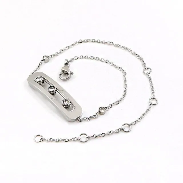 Sliding CZ Charming Bracelet