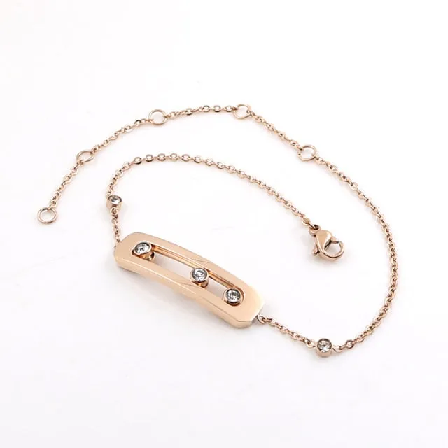 Sliding CZ Charming Bracelet