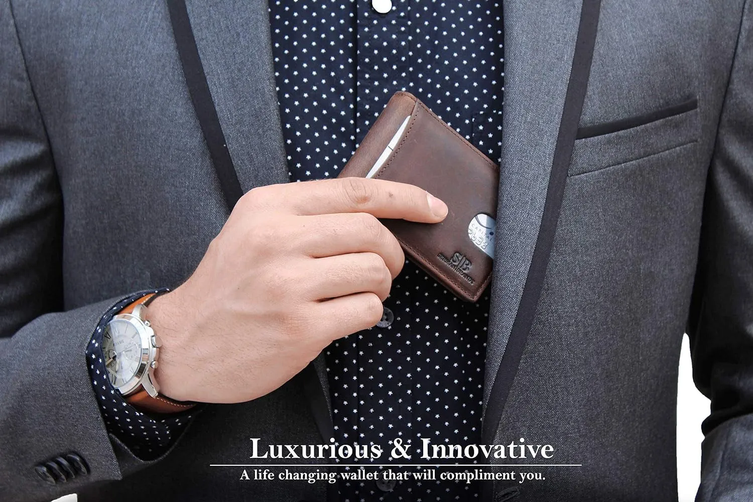 Slim Bifold Wallets for Men with Money Clip, Genuine Leather Front Pocket Wallets