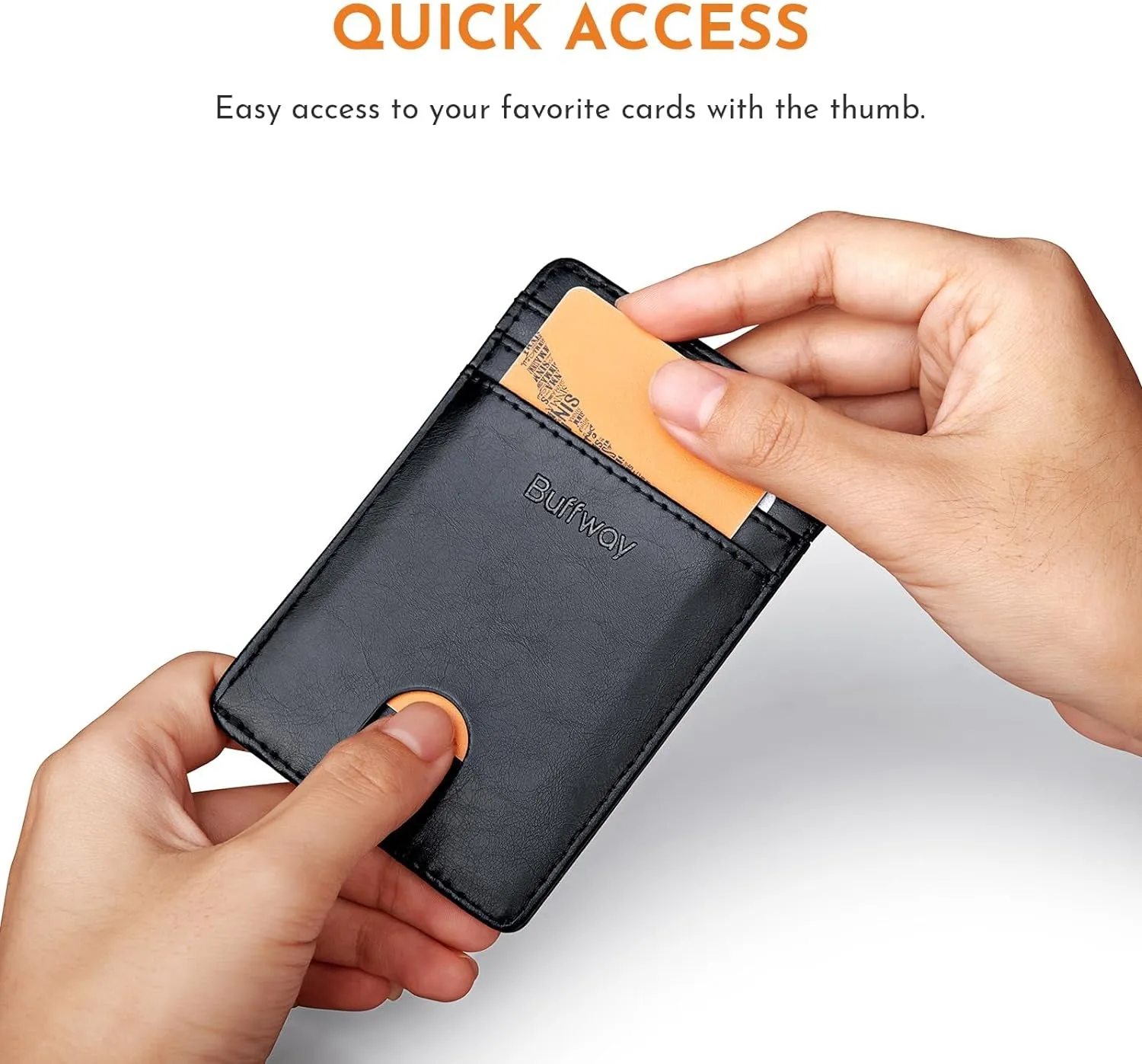 Slim Front Pocket Wallet for Men, RFID Blocking  Leather Credit Card Holder