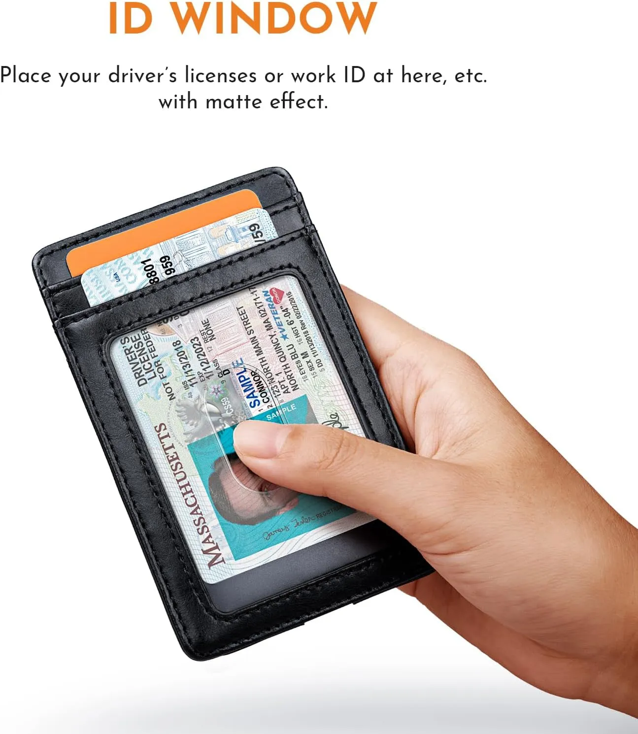 Slim Front Pocket Wallet for Men, RFID Blocking  Leather Credit Card Holder