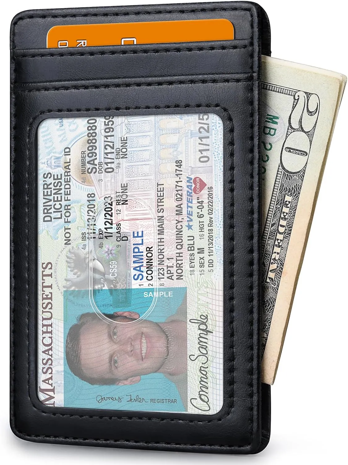 Slim Front Pocket Wallet for Men, RFID Blocking  Leather Credit Card Holder
