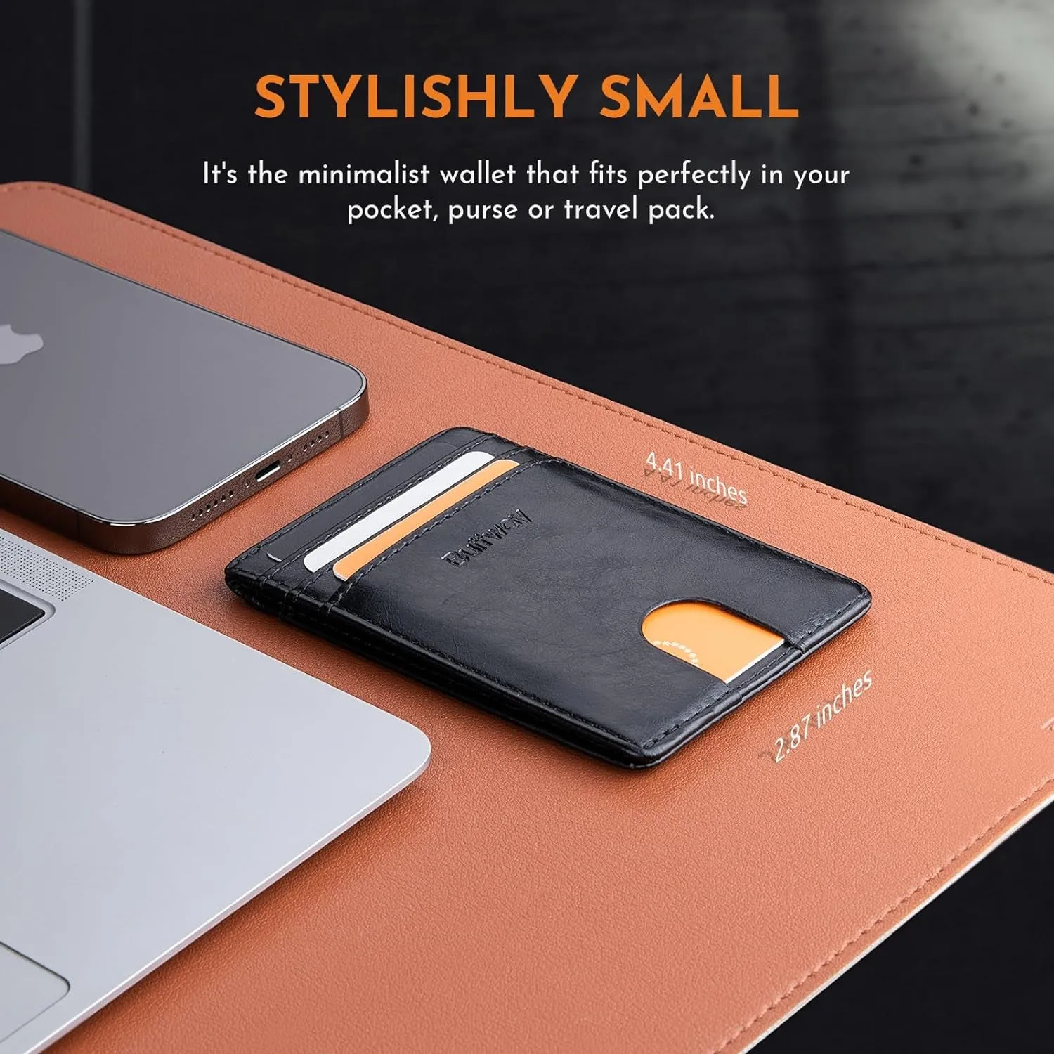 Slim Front Pocket Wallet for Men, RFID Blocking  Leather Credit Card Holder