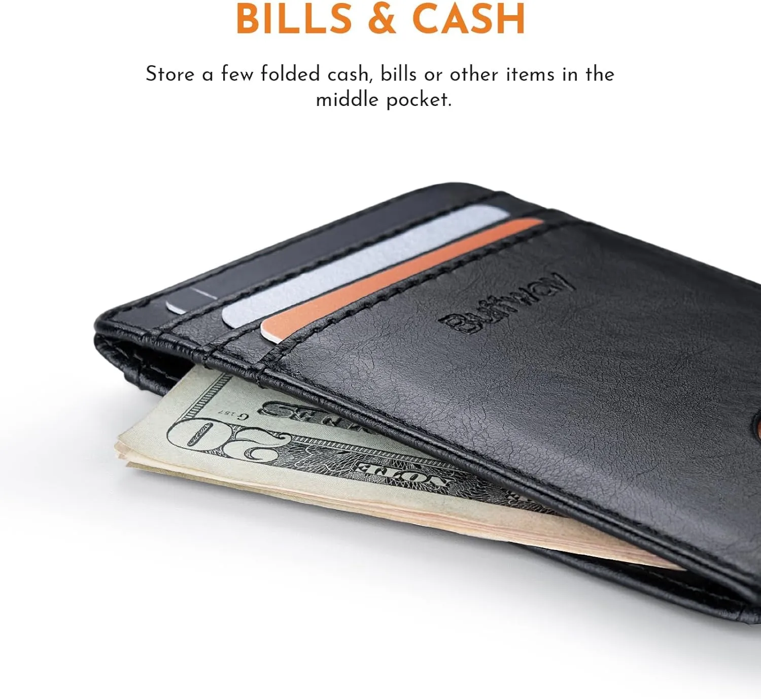 Slim Front Pocket Wallet for Men, RFID Blocking  Leather Credit Card Holder