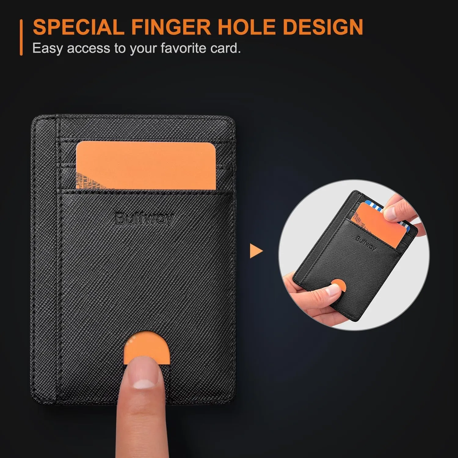 Slim Front Pocket Wallets RFID Blocking Leather Credit Cards Holder